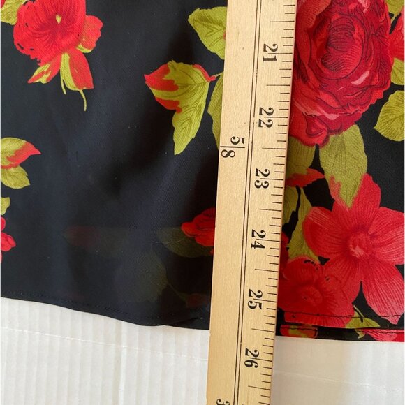 Studio 1 Black Floral Print Chiffon Top Size 22W Dark Fairy Goth Witchy Romantic - Picture 5 of 7